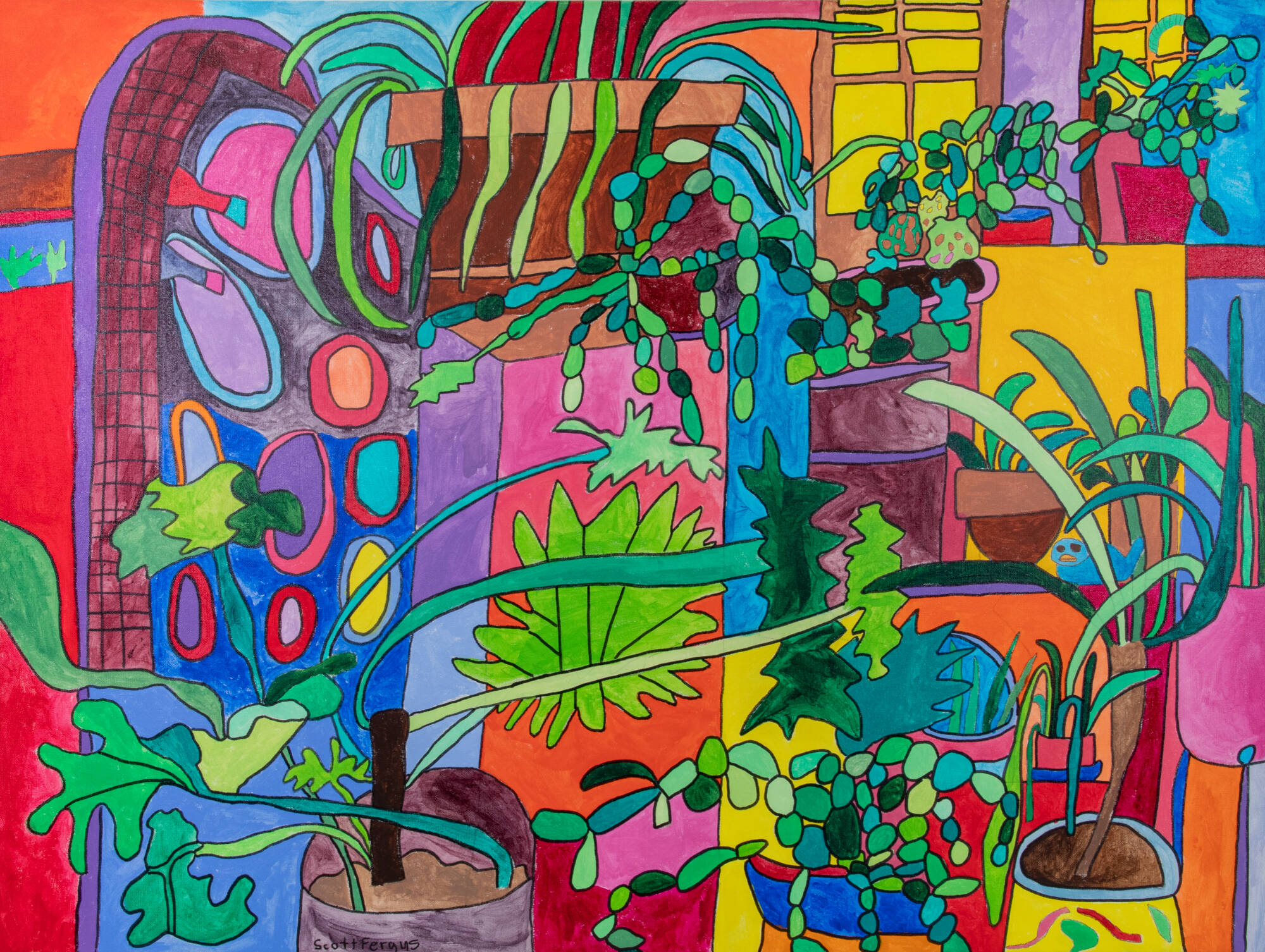 Colorful image of a room full of plants.